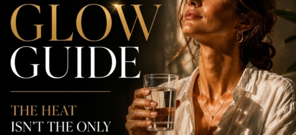 July GG Woman Feeling Hot with Glass of Water